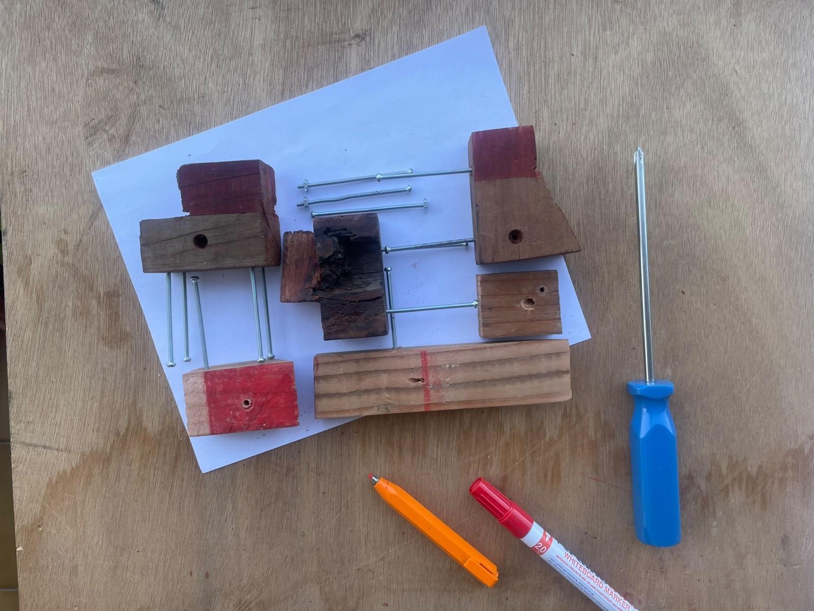 JesuRichieKai House Early stage massing model - disassembled for transportation